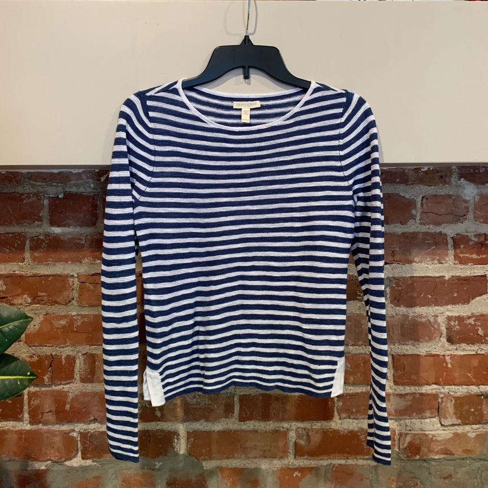 Eileen Fischer Striped Long Sleeve Top | Womens Size PP (Size 2P/4P)